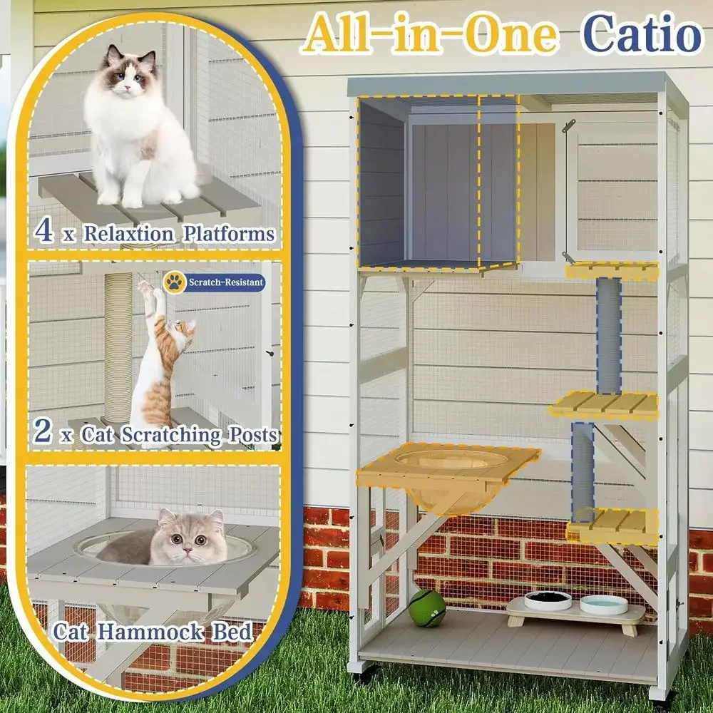 Outdoor Cat Enclosure with Whe - đánh giá và giá Cat Scratching Post