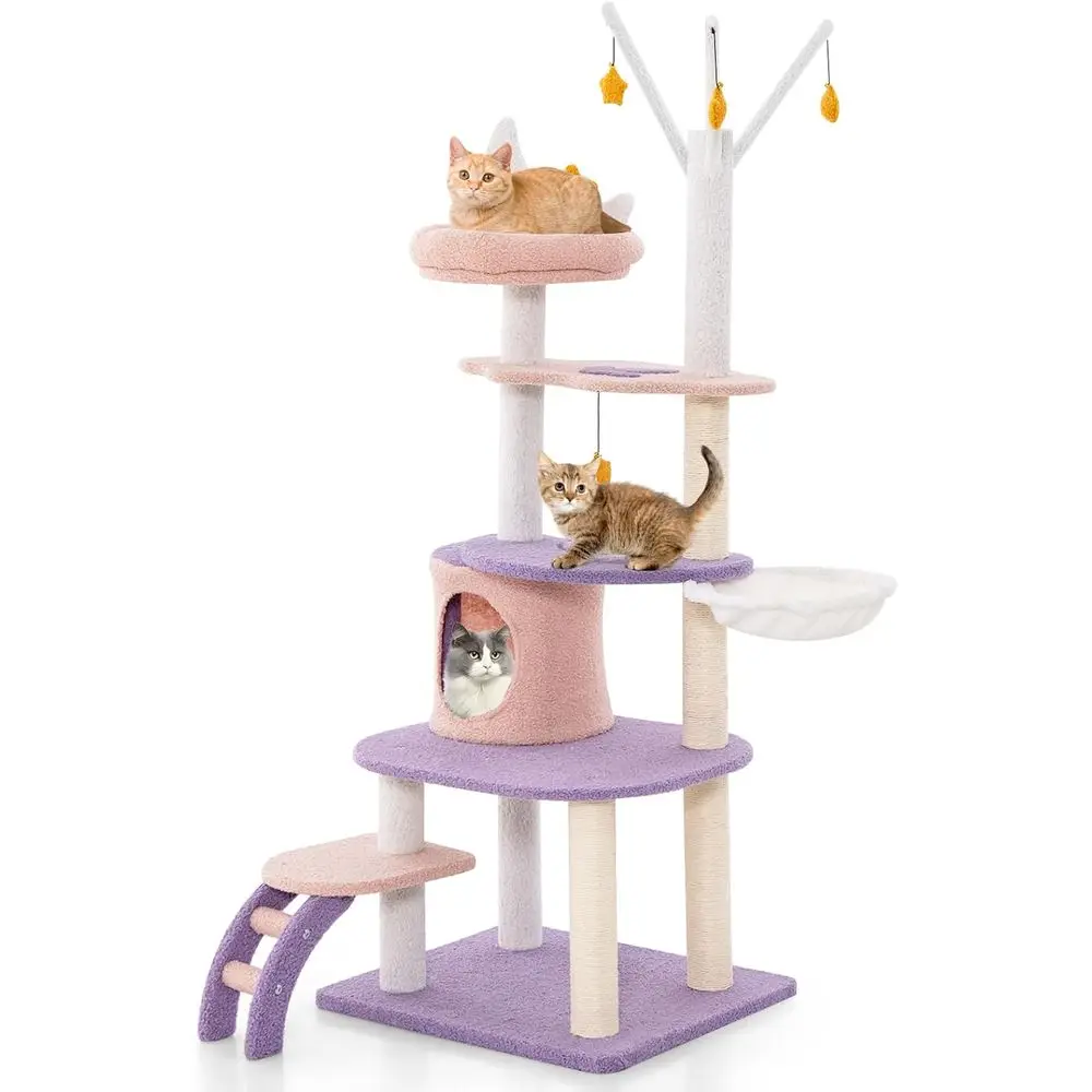 62-Inch Multi-Level Cat Tower  - đánh giá và giá Cat Scratching Post