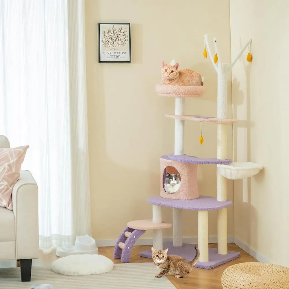 62-Inch Multi-Level Cat Tower  - đánh giá và giá Cat Scratching Post