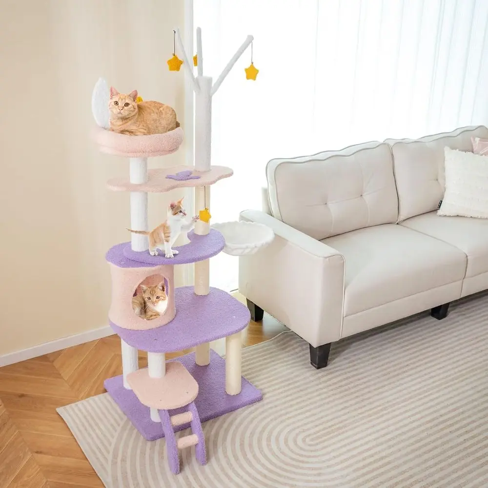 62-Inch Multi-Level Cat Tower  - đánh giá và giá Cat Scratching Post