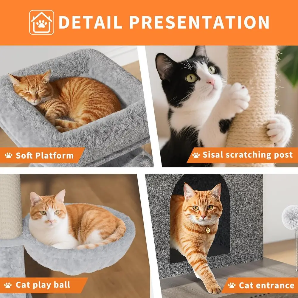 Large Multi-Level Cat Playhous - đánh giá và giá Cat Scratching Post