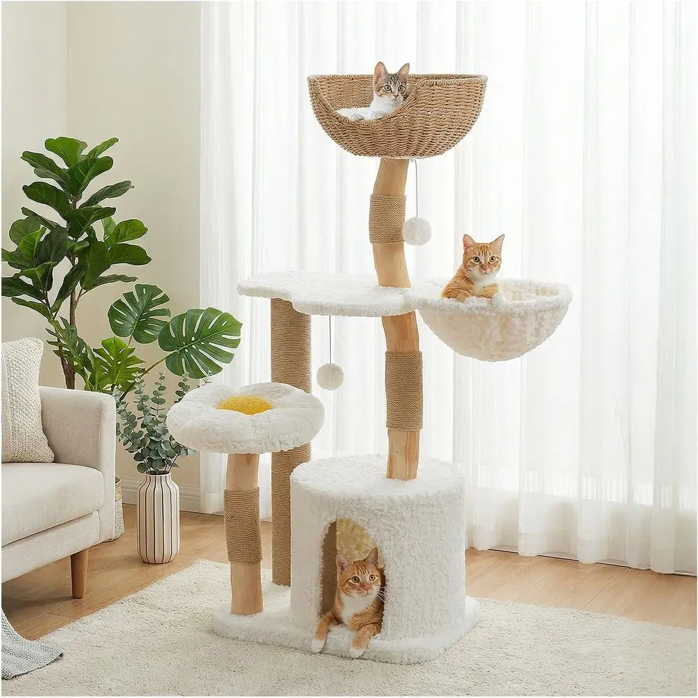 48.5 Tall Solid Wood Cat Tower - đánh giá và giá Cat Scratching Post