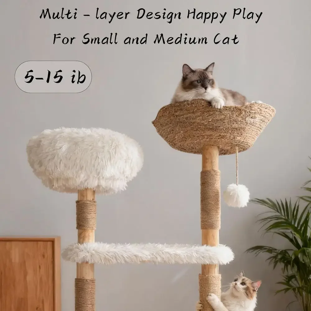 Natural Wooden Cat Tower with  - đánh giá và giá Cat Scratching Post