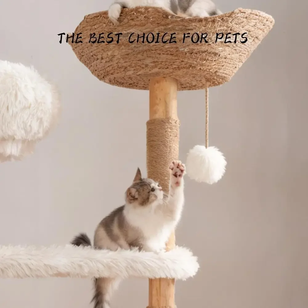 Natural Wooden Cat Tower with  - đánh giá và giá Cat Scratching Post