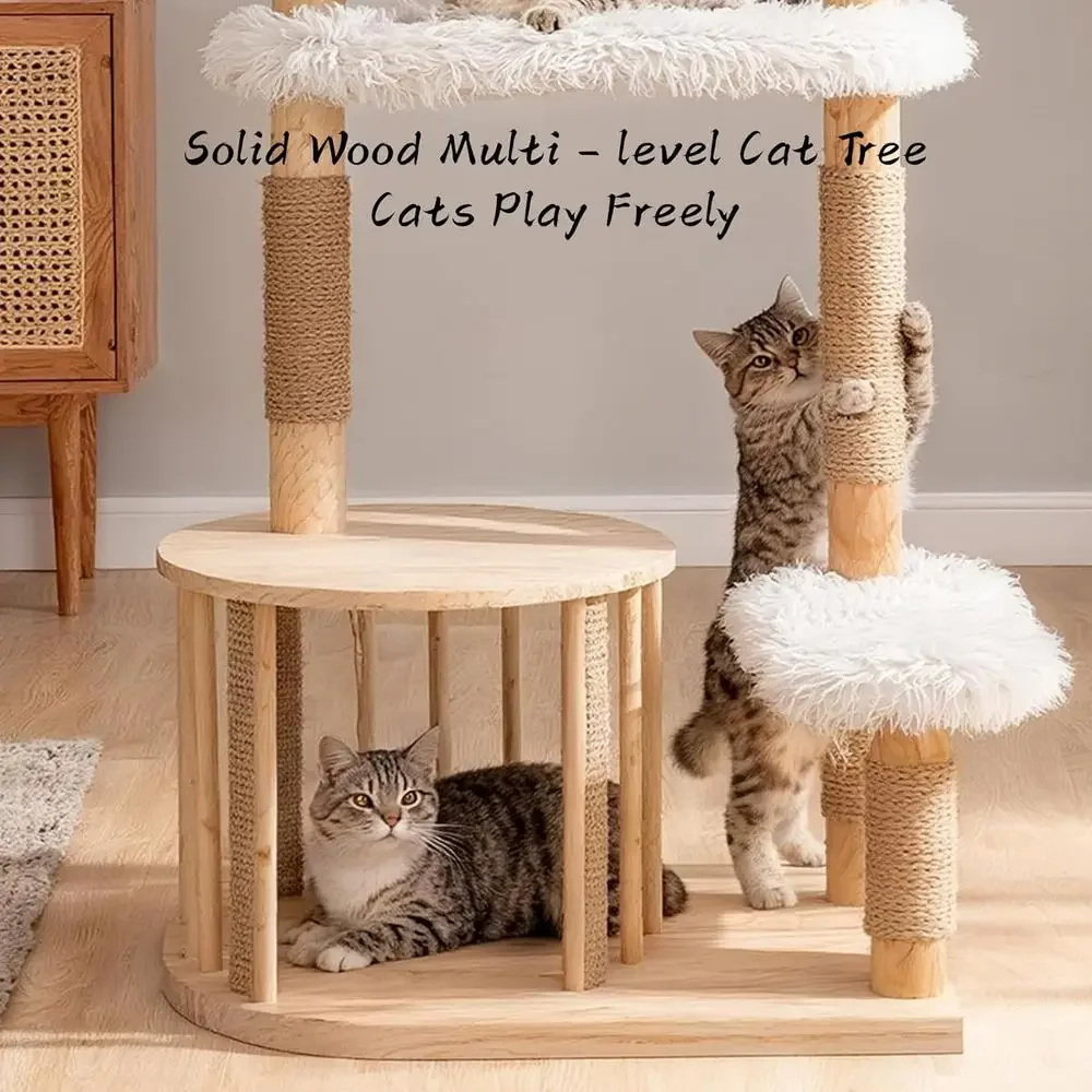 Natural Wooden Cat Tower with  - đánh giá và giá Cat Scratching Post