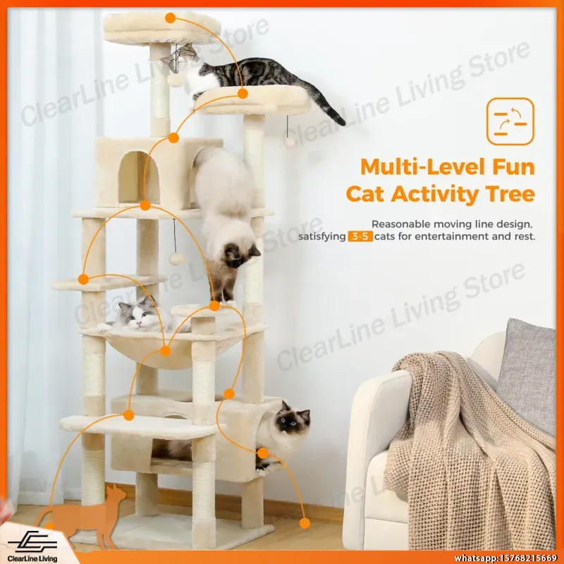 Large Cat Tree Tower for Indoo - đánh giá và giá Cat Scratching Post